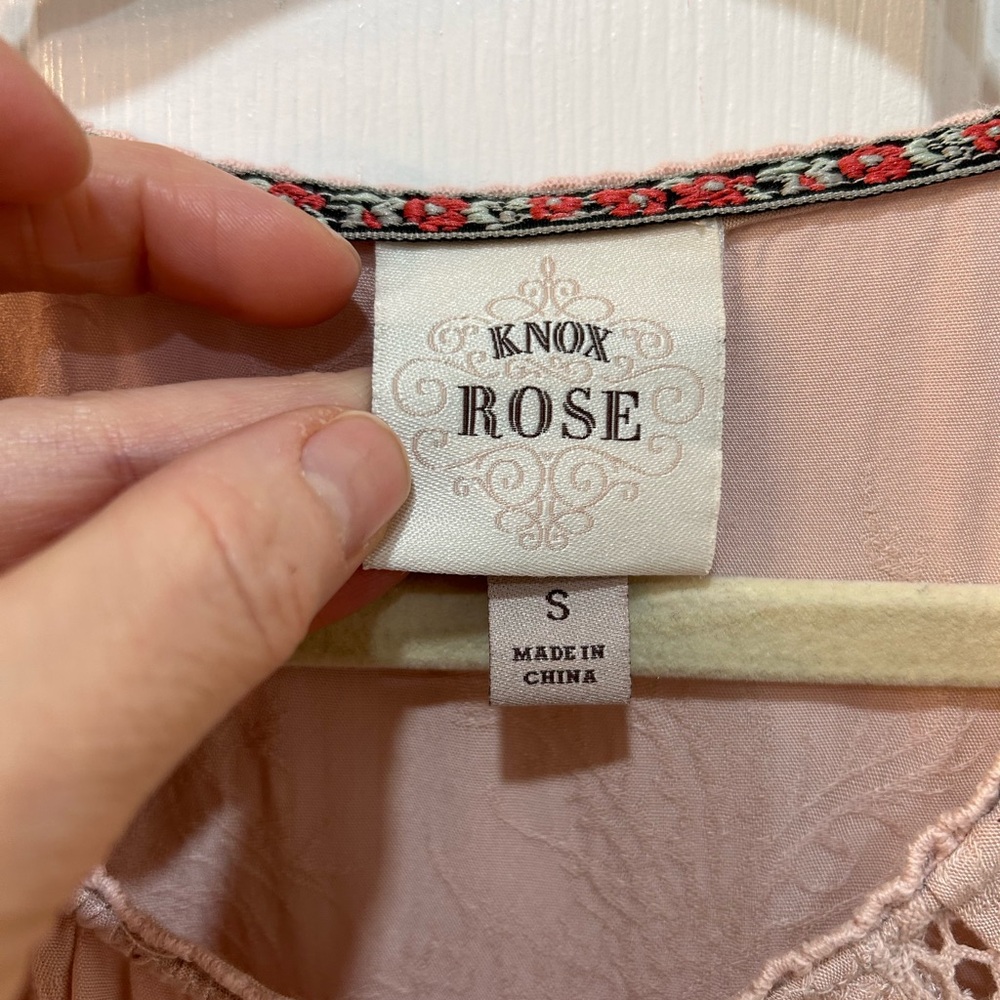Knox Rose Whimsical Embroidered Peasant Blouse Sz S Peasant Cottagecore Boho - Picture 3 of 10
